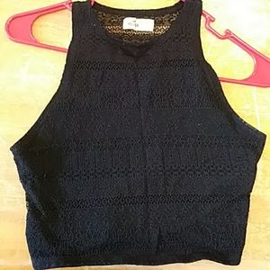 Black lacy crop top